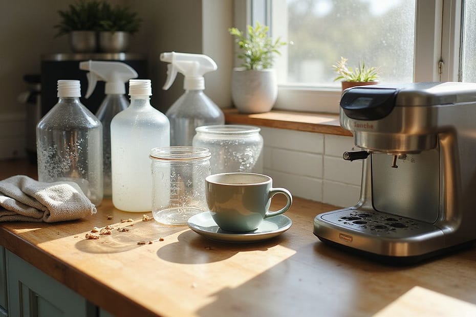 A cozy kitchen counter filled with everyday household items.